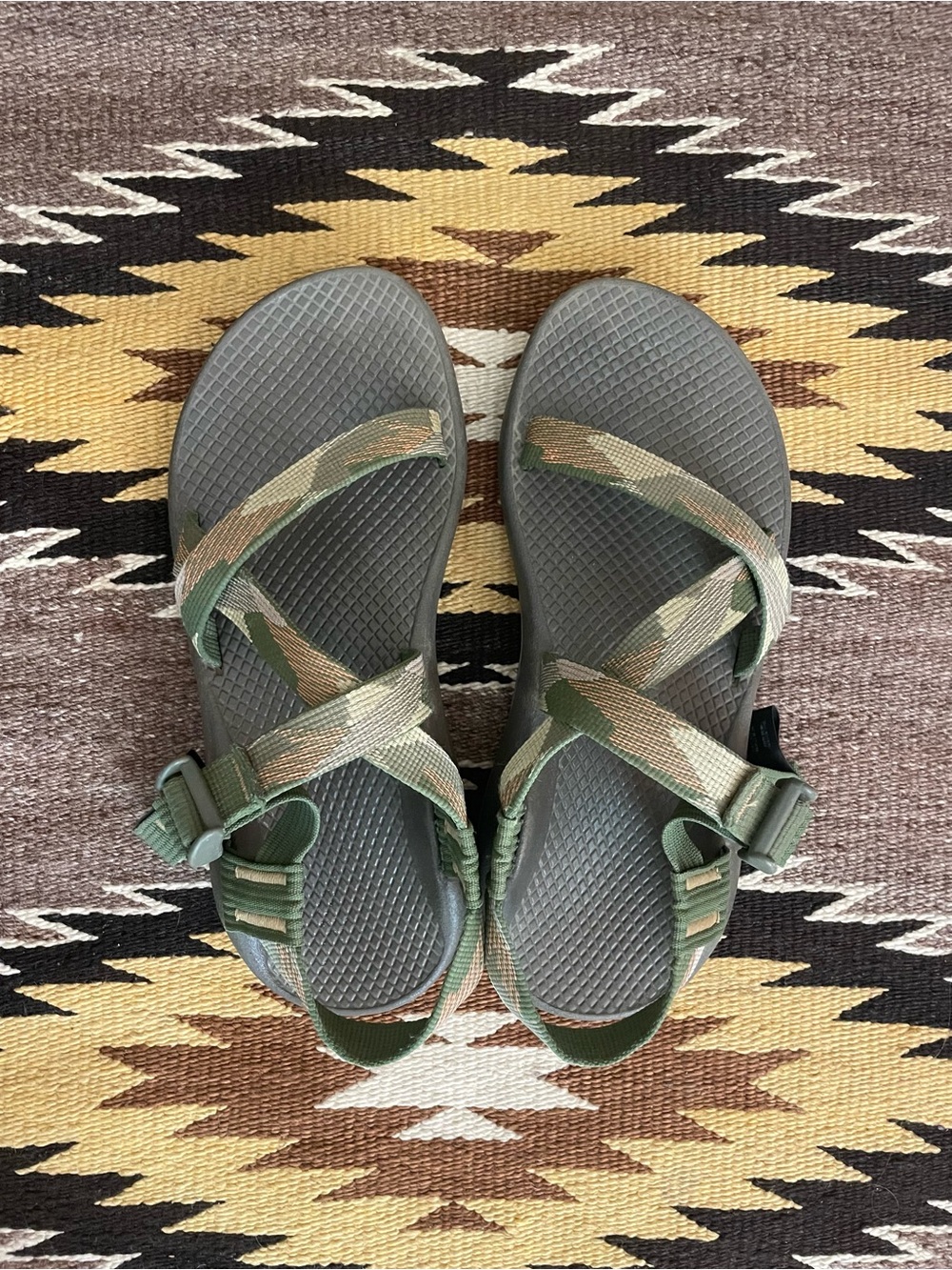 Chaco Women’s Camo Strap Sandals in Olive Green and Gray